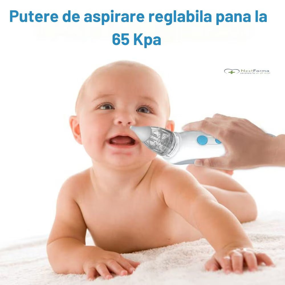 Aspirator nazal electric pentru bebelusi si copii, 2 trepte de aspirare, Portabil, 2 capete de silicon