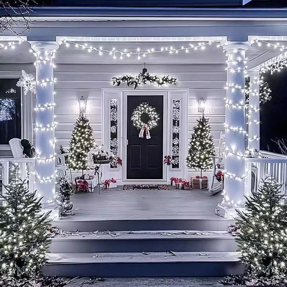 Instalatie De Craciun, Lungime 100 m, 480 leduri, Interior/Exterior, 8 Moduri De Lumini, Alimentare Priza 220V, LED, Alb Rece