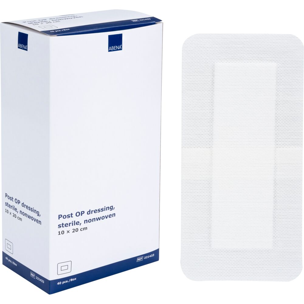 ABENA Plasturi sterili din material netesut, antibacterieni, Post OP, 10 x20 cm, 40 buc.