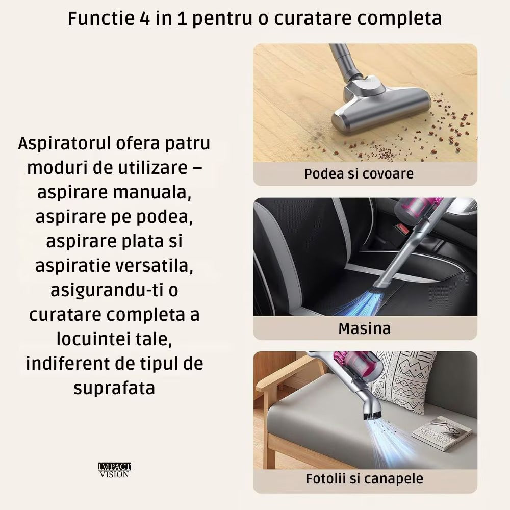 Aspirator vertical si portabil Antiacarieni, Filtru Hepa, 4 in 1, 10000 Pa