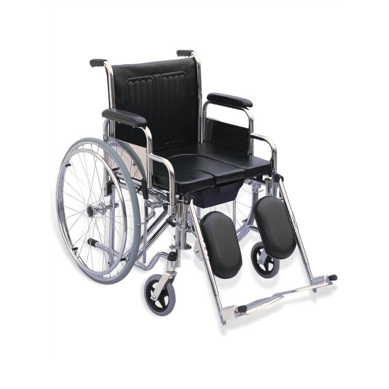 Scaun cu rotile (fotoliu rulant cu vas de toaleta detasabil) pliabil, cotiere fixe din PVC, 120 kg, KY681C-51