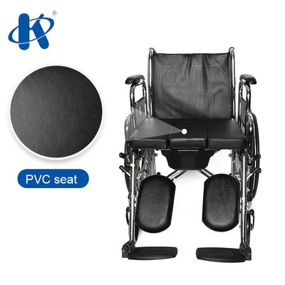 Scaun cu rotile (fotoliu rulant cu vas de toaleta detasabil) pliabil, cotiere fixe din PVC, 120 kg, KY681C-51