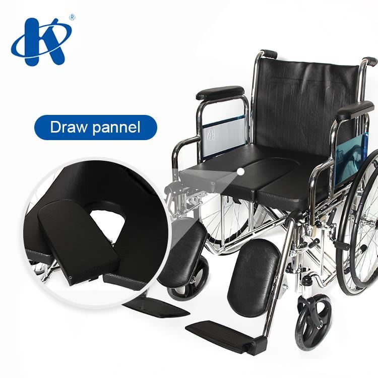 Scaun cu rotile (fotoliu rulant cu vas de toaleta detasabil) pliabil, cotiere fixe din PVC, 120 kg, KY681C-51