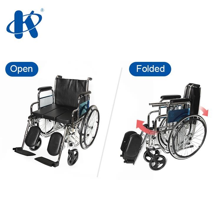 Scaun cu rotile (fotoliu rulant cu vas de toaleta detasabil) pliabil, cotiere fixe din PVC, 120 kg, KY681C-51