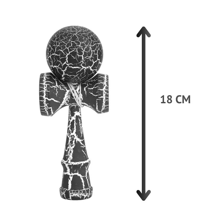 Kendama profesionala din lemn, 18 cm –CRACK cu design crapat, culori diverse