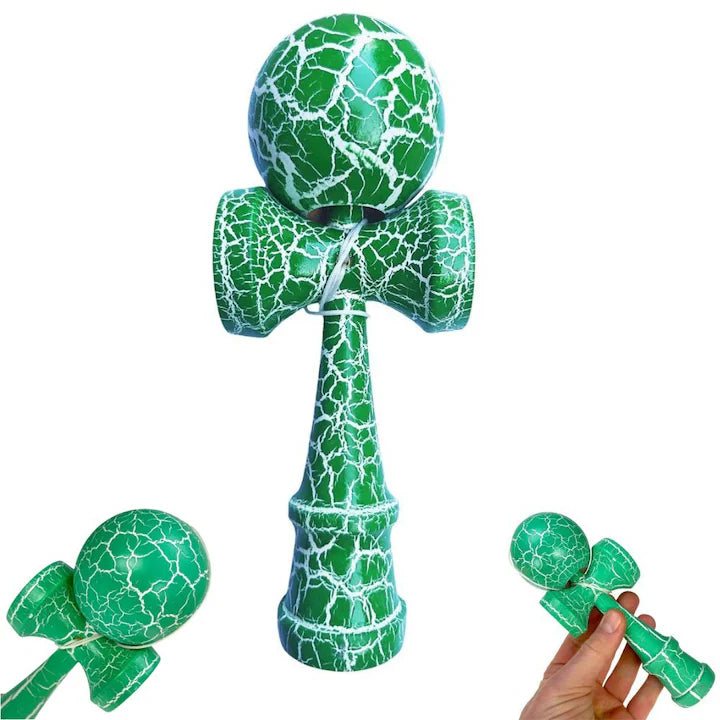 Kendama profesionala din lemn, 18 cm –CRACK cu design crapat, culori diverse