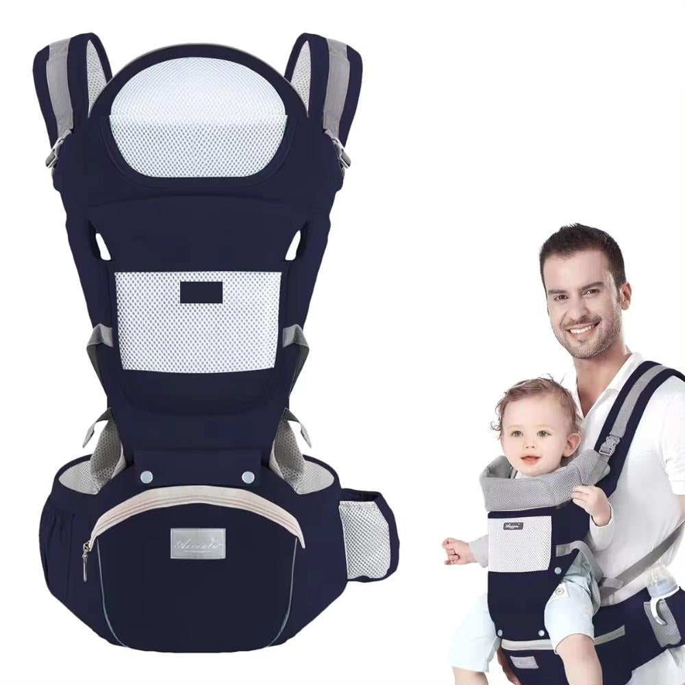 Marsupiu Ergonomic Nextfarma®, Port-bebe multifunctional, 0-36 Luni, Bumbac, 12 Pozitii, Albastru