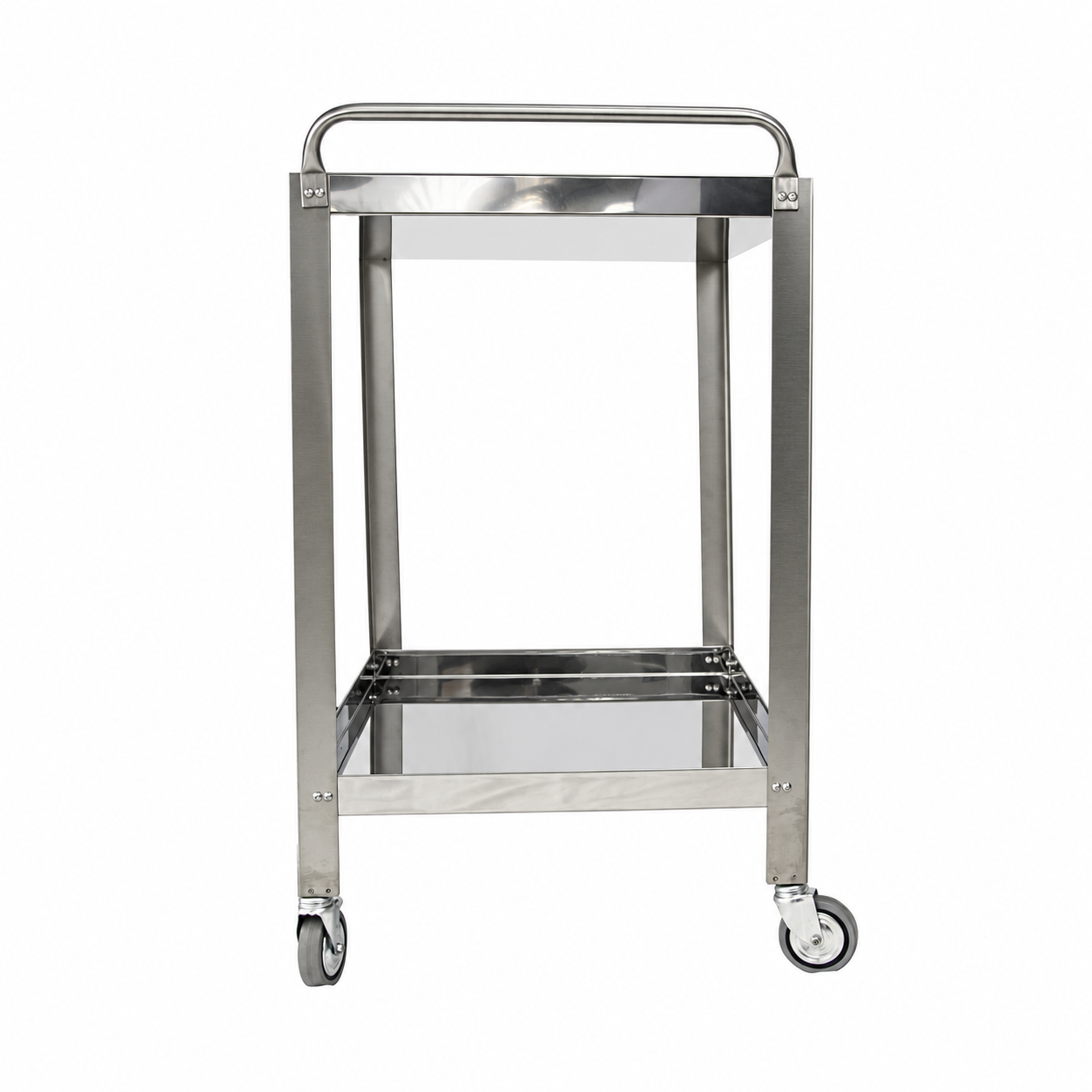 Cărucior medical din inox pentru instrumentar și pansamente, cu 2 polițe, Titanox M600867/08
