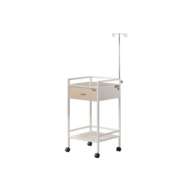 Măsuță medicală pentru instrumentar, cu sertar și suport de perfuzie, Turmed TM-B 2002