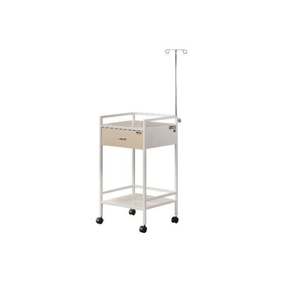 Măsuță medicală pentru instrumentar, cu sertar și suport de perfuzie, Turmed TM-B 2002