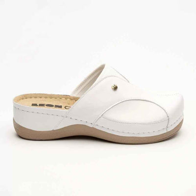 Saboti medicali, de dama, din piele, alb, Leon Comfort