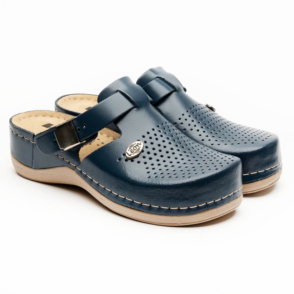 Saboti medicali de dama, din piele, bleumarin, Leon NEW