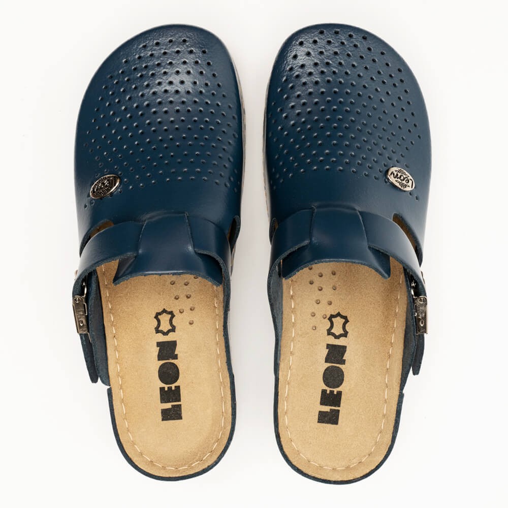 Saboti medicali de dama, din piele, bleumarin, Leon NEW