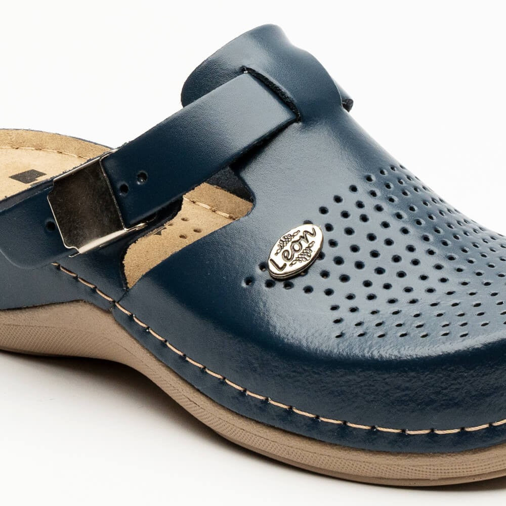 Saboti medicali de dama, din piele, bleumarin, Leon NEW