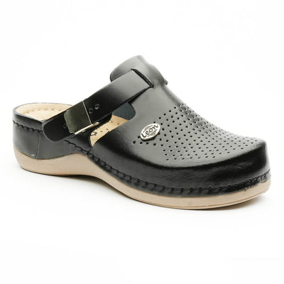 Saboti medicali de dama, din piele, negru, Leon NEW