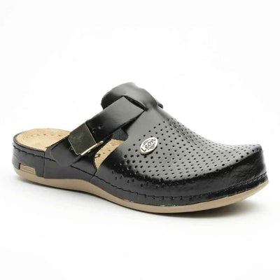 Saboti medicali, de dama, din piele, negru, Leon EXTRA