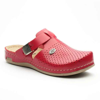 Saboti medicali, de dama, din piele, rosu, Leon EXTRA