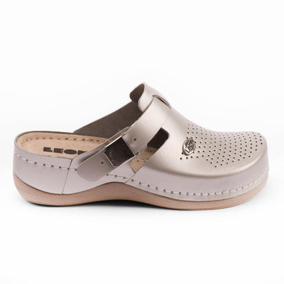 Saboti medicali de dama, din piele, sampanie, Leon NEW