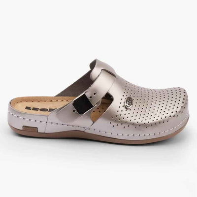 Saboti medicali, de dama, din piele, sampanie, Leon EXTRA