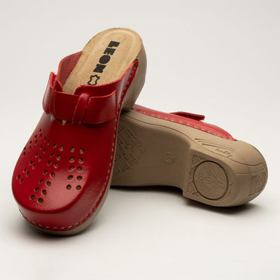 Saboti medicali Leon, de dama, din piele, rosu Trend