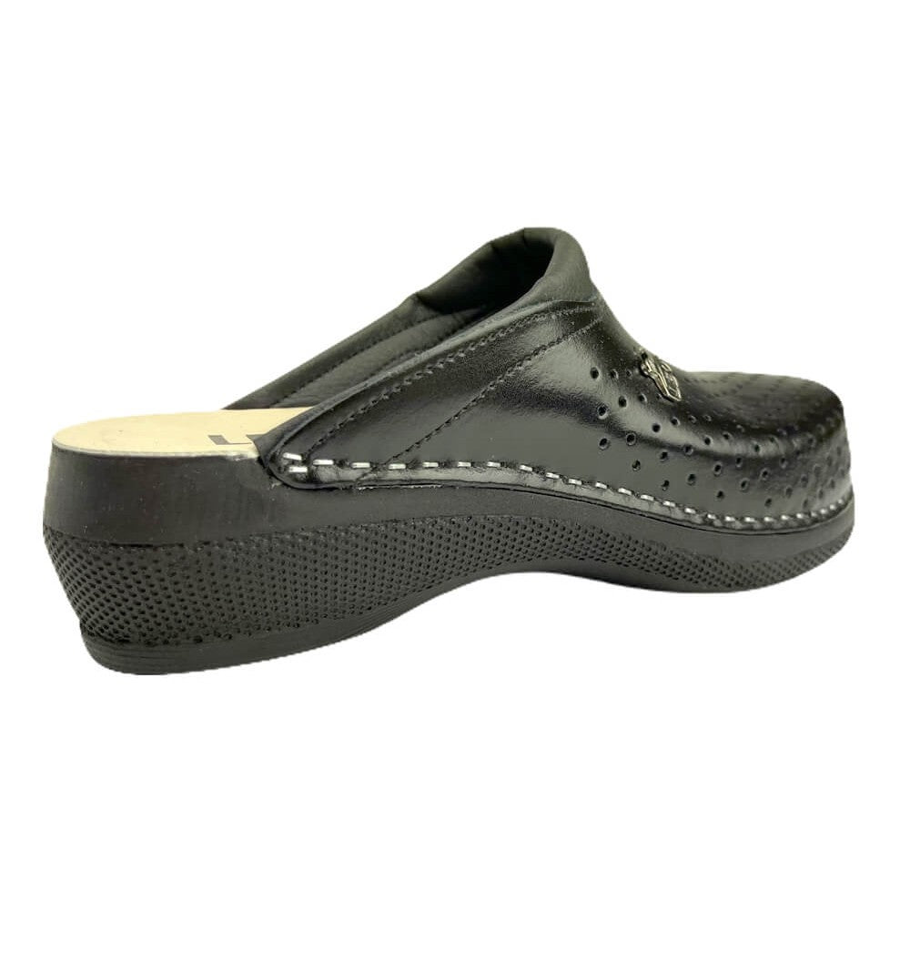 Saboti medicali, unisex, din piele, negru, Leon New