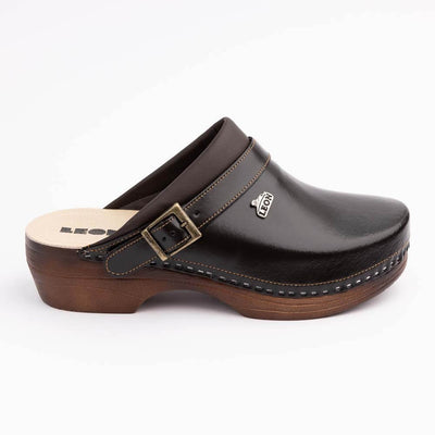 Saboti medicali, unisex, din piele neperforata, maro, Leon Next