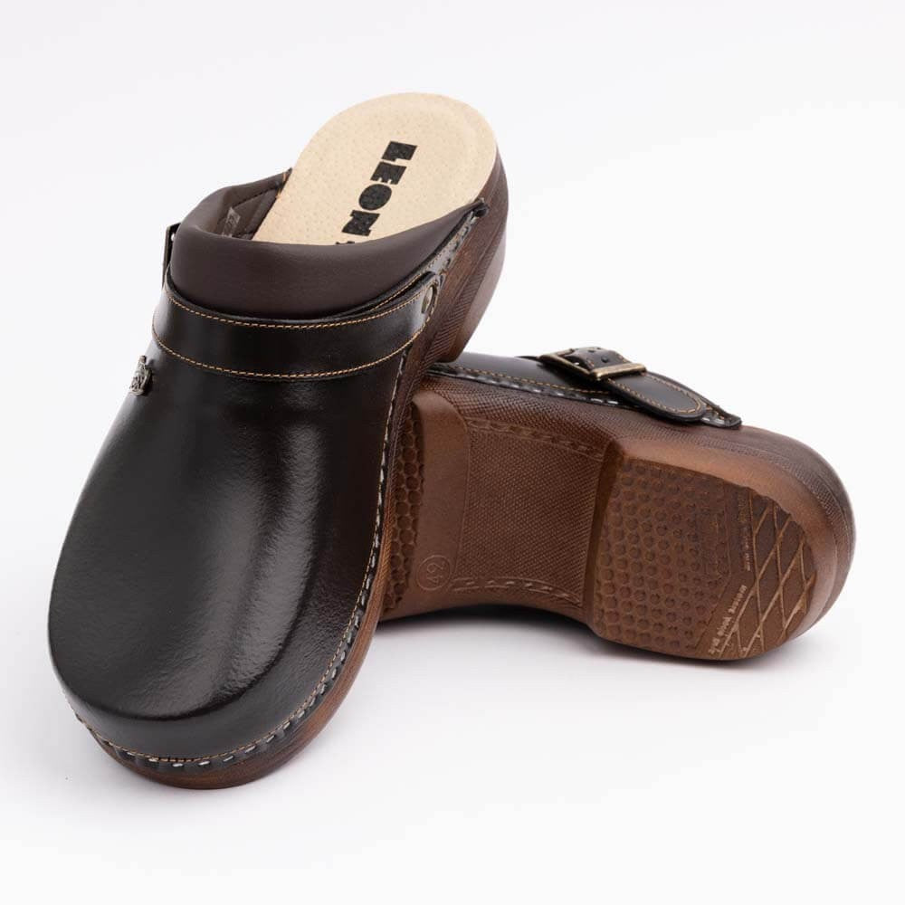 Saboti medicali, unisex, din piele neperforata, maro, Leon Next