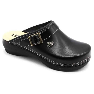 Saboti medicali, unisex, din piele neperforata, negru, Leon Next