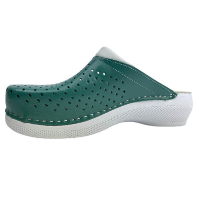 Saboti medicali, unisex, din piele, verde, Leon New