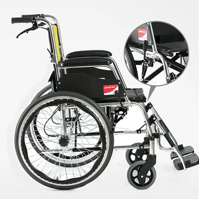 Scaun cu rotile compact, pliabil, cu frana la maner