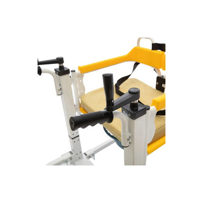 Scaun transfer pat-toaleta-baie-dus-masa fara a ridica pacientul. Scaun WC camera tip Foarfeca.