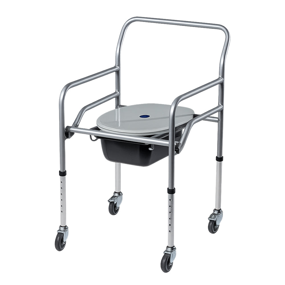 Scaun de toaleta cu roti, pliabil, metal