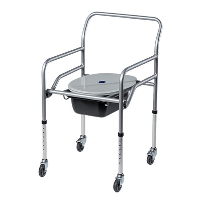 Scaun de toaleta cu roti, pliabil, metal