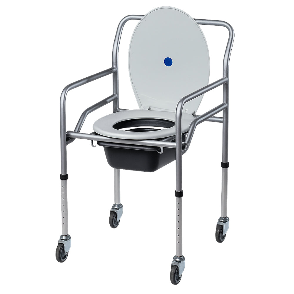 Scaun de toaleta cu roti, pliabil, metal