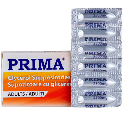 Supozitoare glicerina adulti, PRIMA, 2500 mg, 12 supozitoare