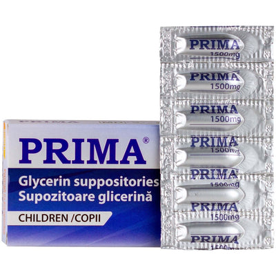 Supozitoare glicerina copii, PRIMA, 1500 mg, 12 supozitoare