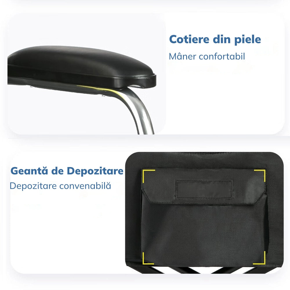 Scaun cu rotile compact, pliabil, cu frana la maner