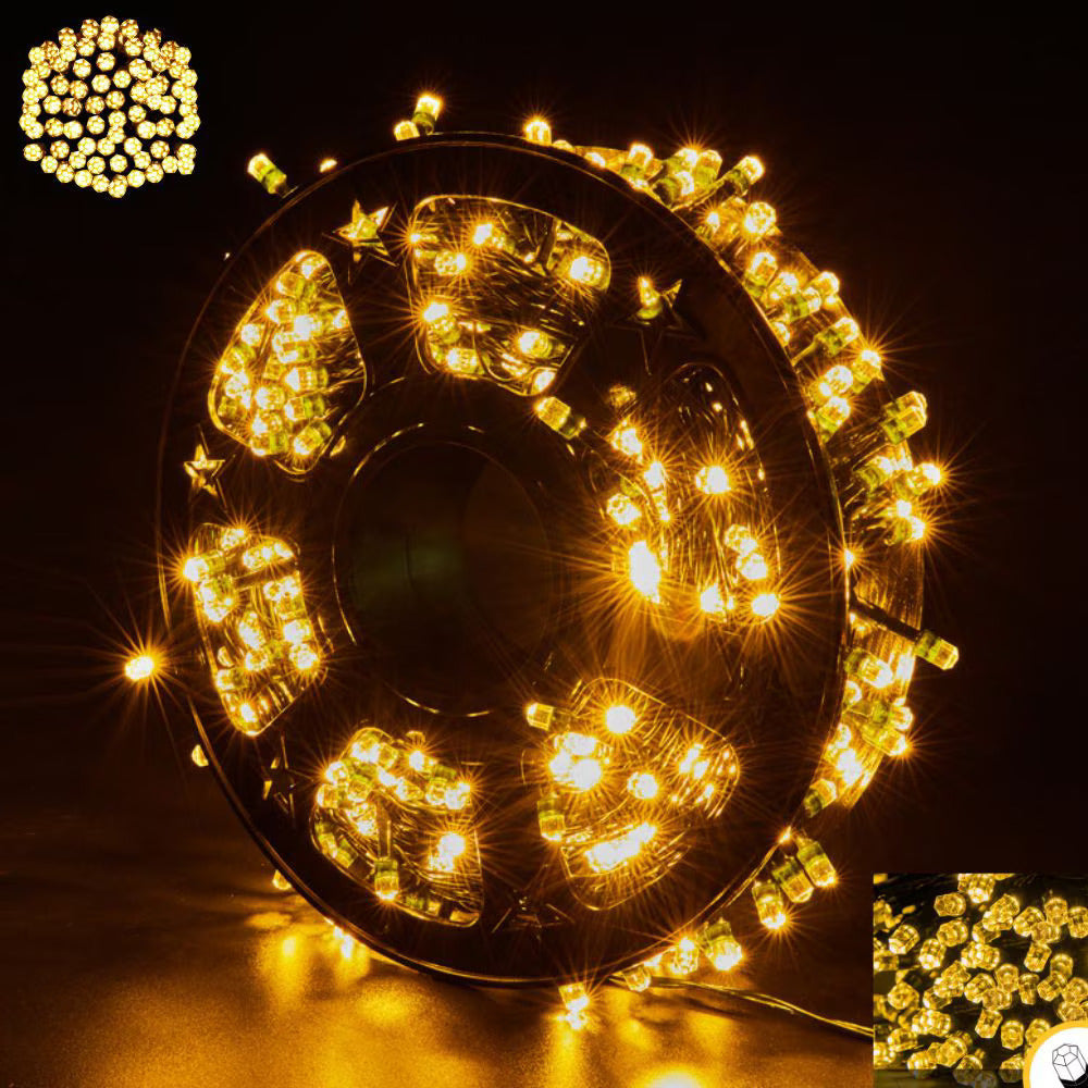 Instalatie De Craciun, Lungime 100 m, 480 LED-uri, Interior/Exterior, 8 Moduri De Lumini, Alimentare Priza 220V, Bec Diamant