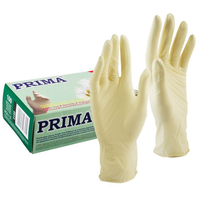 Manusi examinare albe, nesterile, nepudrate, din latex, PRIMA, diverse marimi, 100buc