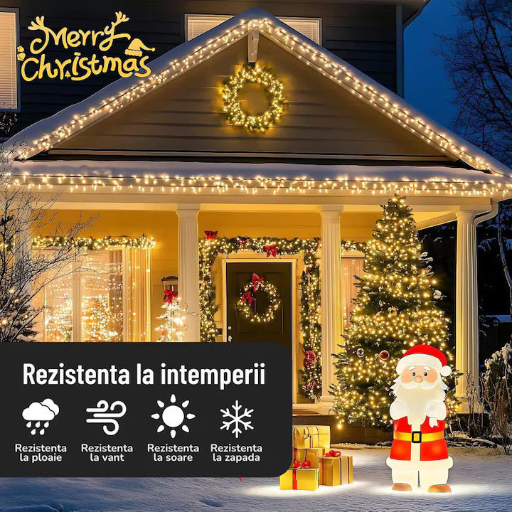 Instalatie De Craciun, Lungime 100 m, 480 LED-uri, Interior/Exterior, 8 Moduri De Lumini, Alimentare Priza 220V, Bec Diamant