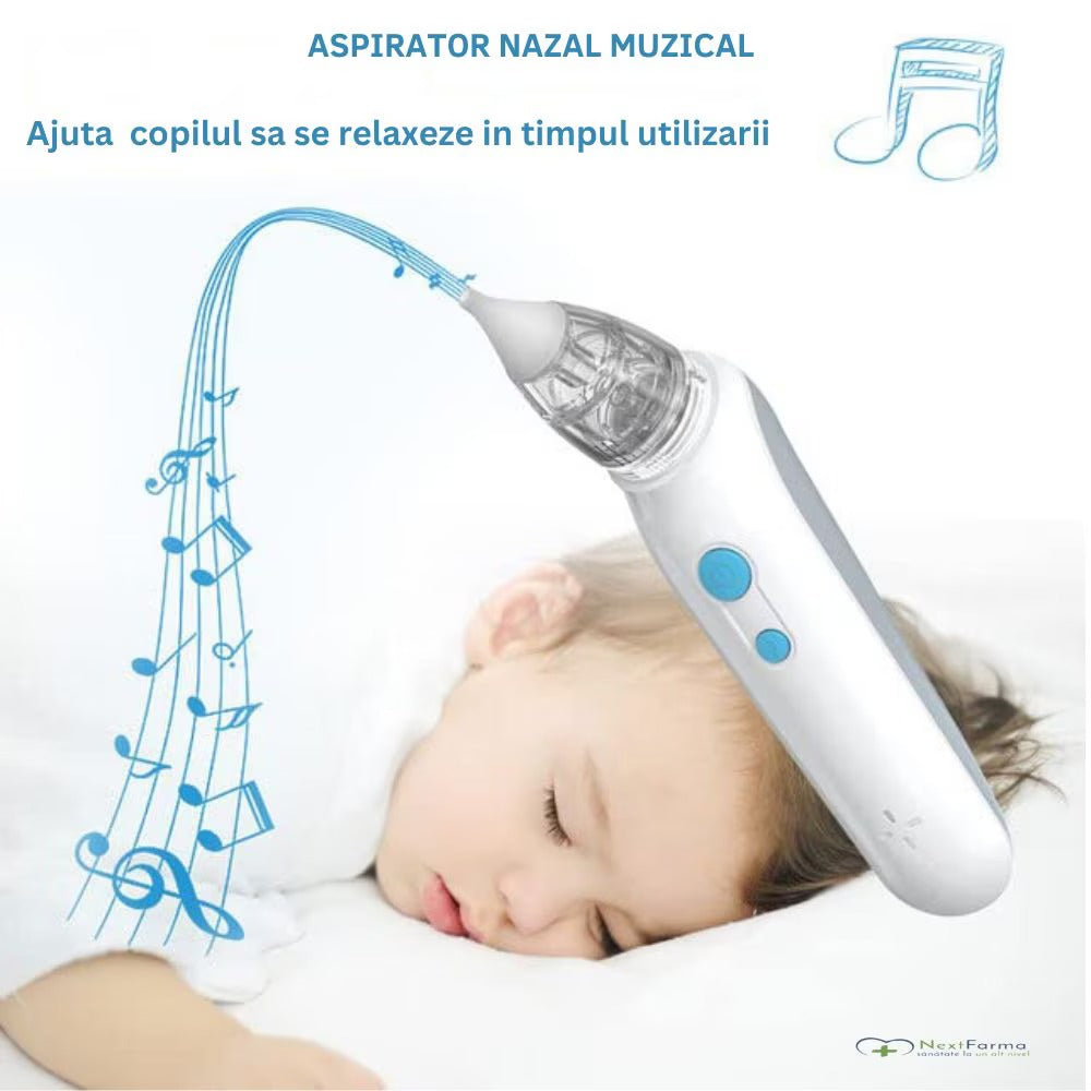 Aspirator nazal electric pentru bebelusi si copii, 2 trepte de aspirare, Portabil, 2 capete de silicon