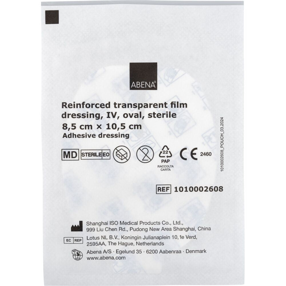 ABENA, Plasturi sterili pentru fixare IV, transparent, oval, steril, fără latex, de unică folosință, 10,5 x 8,5 cm, 50 buc