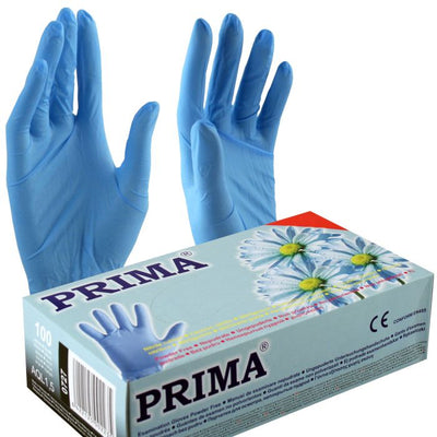 Manusi examinare albastre din nitril, nesterile, nepudrate, PRIMA, diverse marimi, 100buc