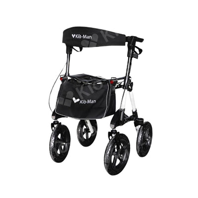 Rolator cu 4 roți MEGO, pliabil, mânere reglabile pe înălțime, frâne integrate