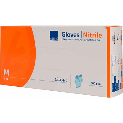 Manusi EXTRA S M L pentru examinare, nitril, albastre, nepudrate, ABENA, 100 buc
