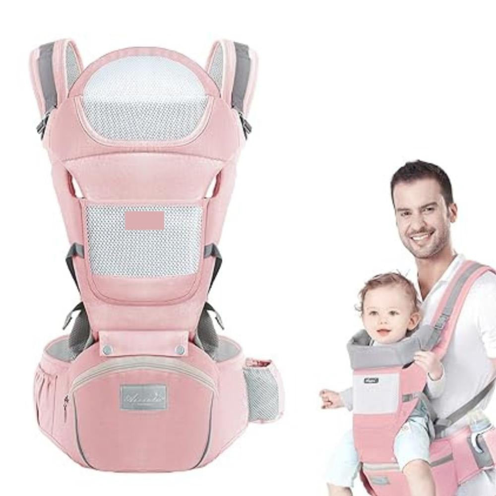 Marsupiu Ergonomic Nextfarma®, Port-bebe multifunctional, 0-36 Luni, Bumbac, 12 Pozitii, Roz