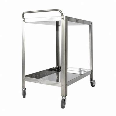 Cărucior medical din inox pentru instrumentar și pansamente, cu 2 polițe, Titanox M600867/08