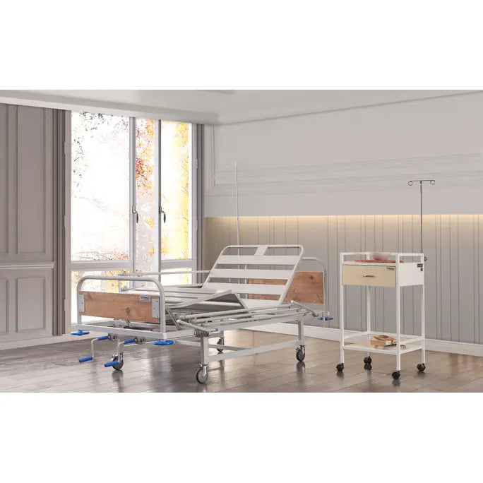 Pat spital, 3 sectiuni reglabile, capete material lemnos TM-D 4017