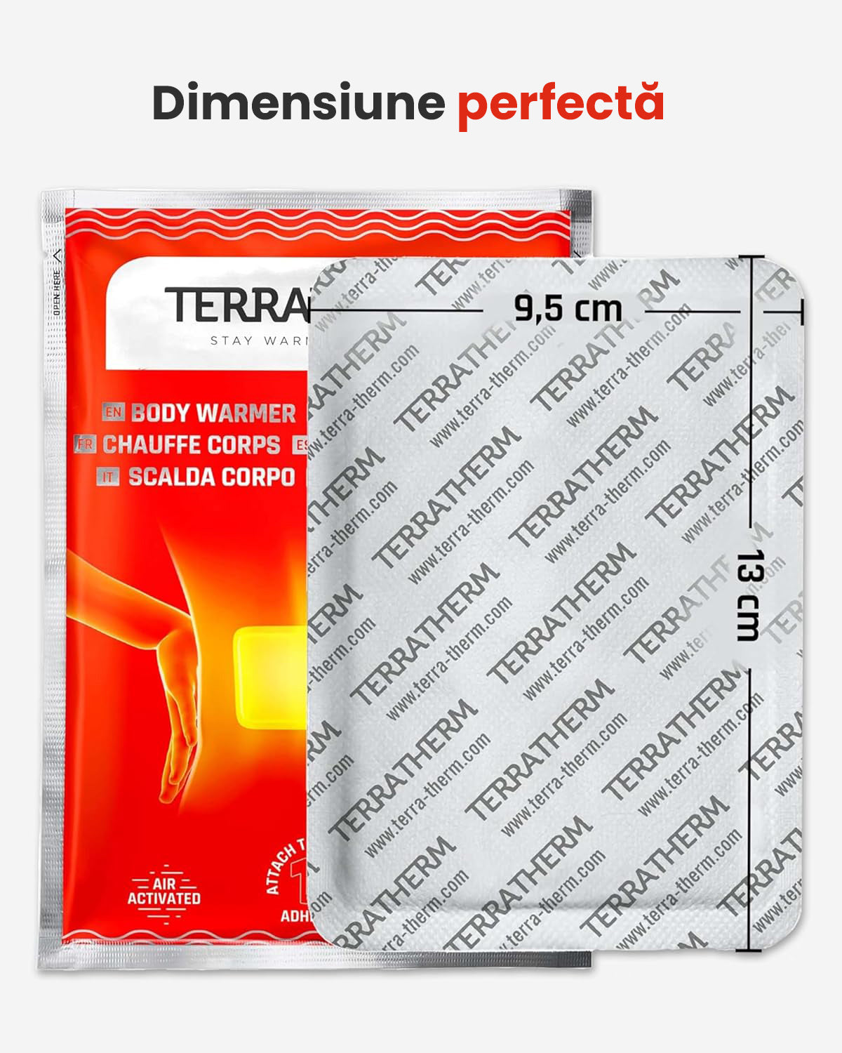 Terratherm Plasturi Termici pentru Spate, Gât și Umeri – 12 ore de căldură – plasturi activați la aer