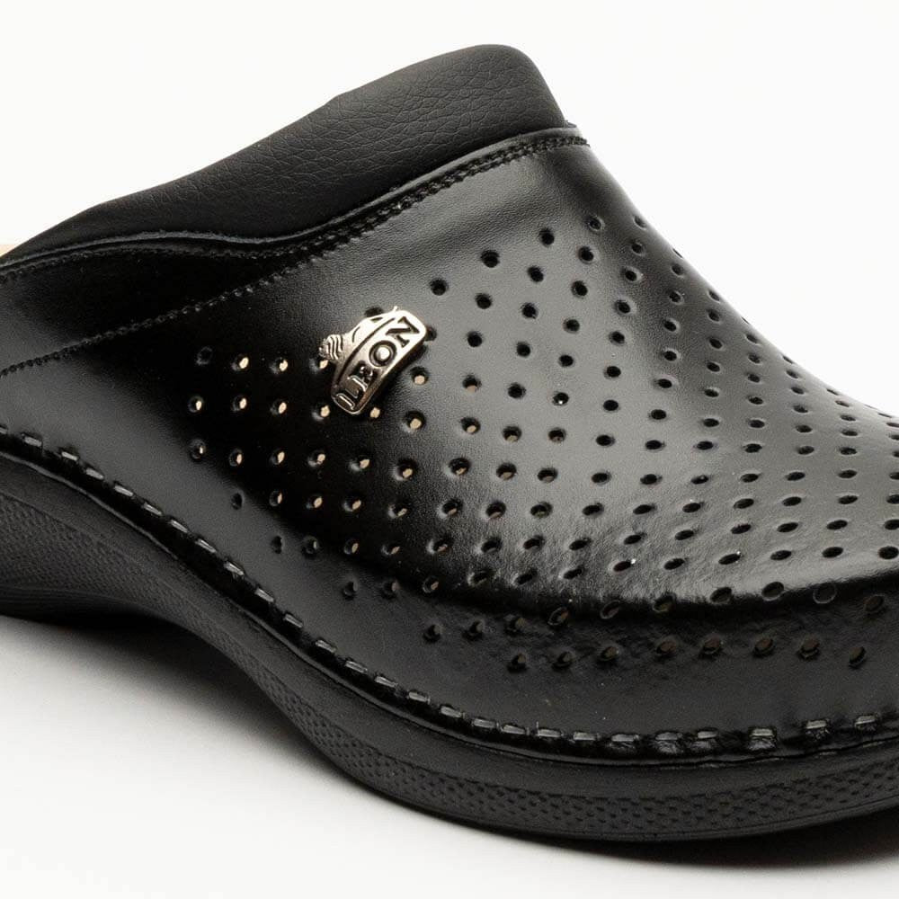 Saboti medicali, unisex, din piele, negru, Leon New